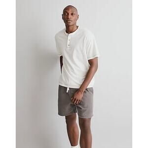 Madewell Mens Henley Shirt XL White Recycle Cotton Blend Short Sleeve NL138 NWT